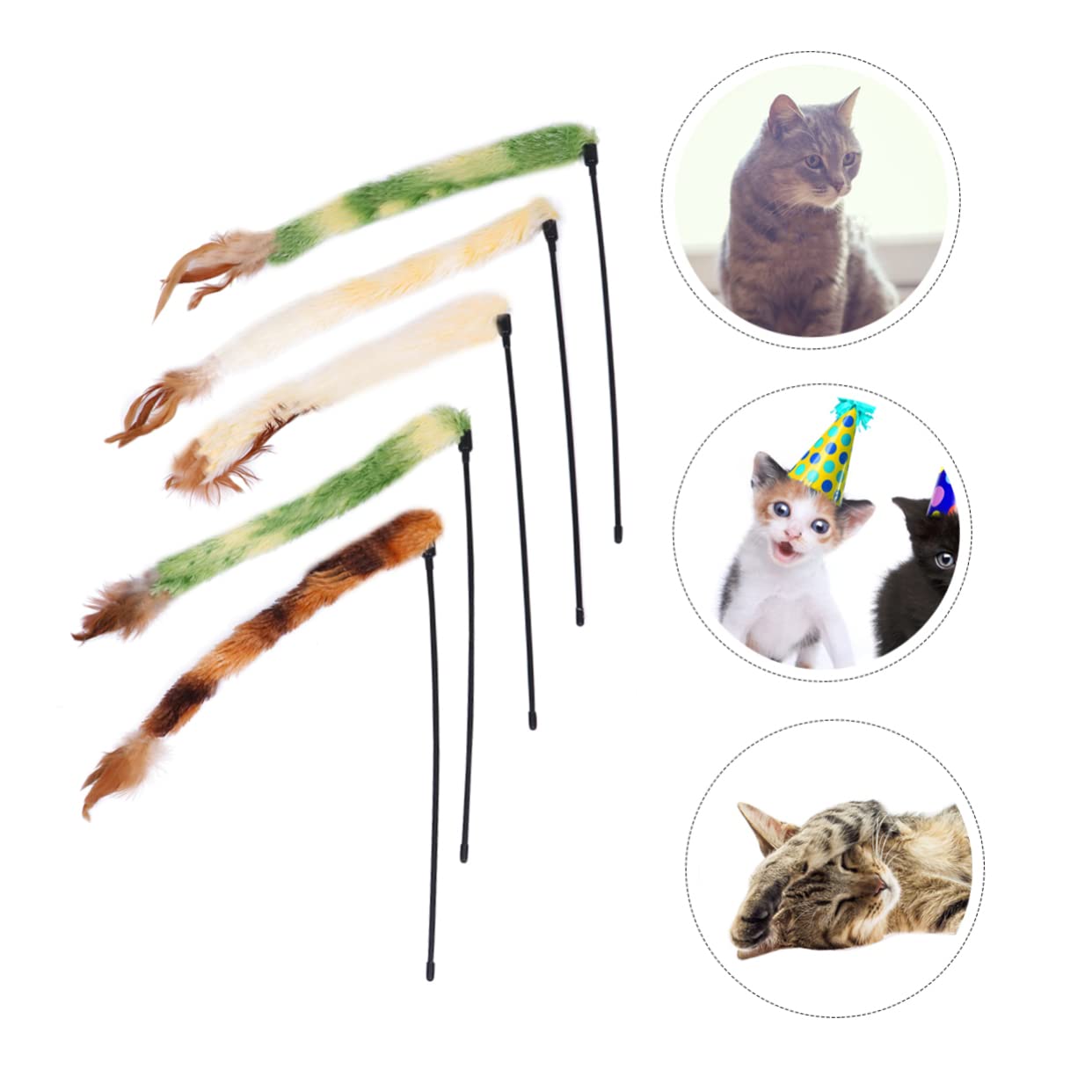 Ipetboom 15pièces Jouet Peluche pour Chat avec Rayé Et Plumes Accessoire Amusant pour Chats Renforcez Le Lien avec Votre Animal