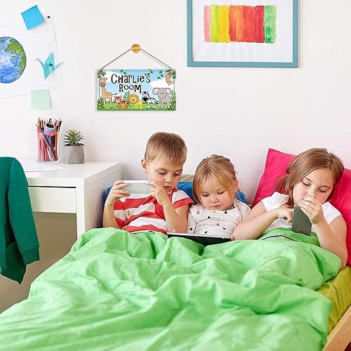 Miniatura 6 de Letreros de nombre personalizados para habitación de niños, letreros de madera personalizados para puerta de zoológico, desfile, guardería, sala de