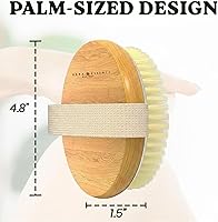 Vista 6 de Cepillo corporal grande de cepillado en seco, cepillo de cerdas de jabalí natural para drenaje linfático, celulitis, circulación sanguínea, nodos
