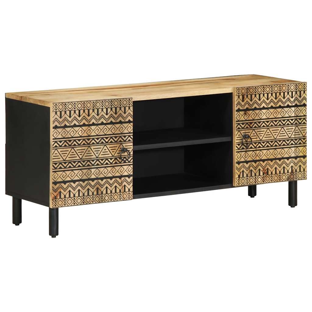 Szafka pod telewizor z litego drewna mango, 105 x 33,5 x 46 cm, styl