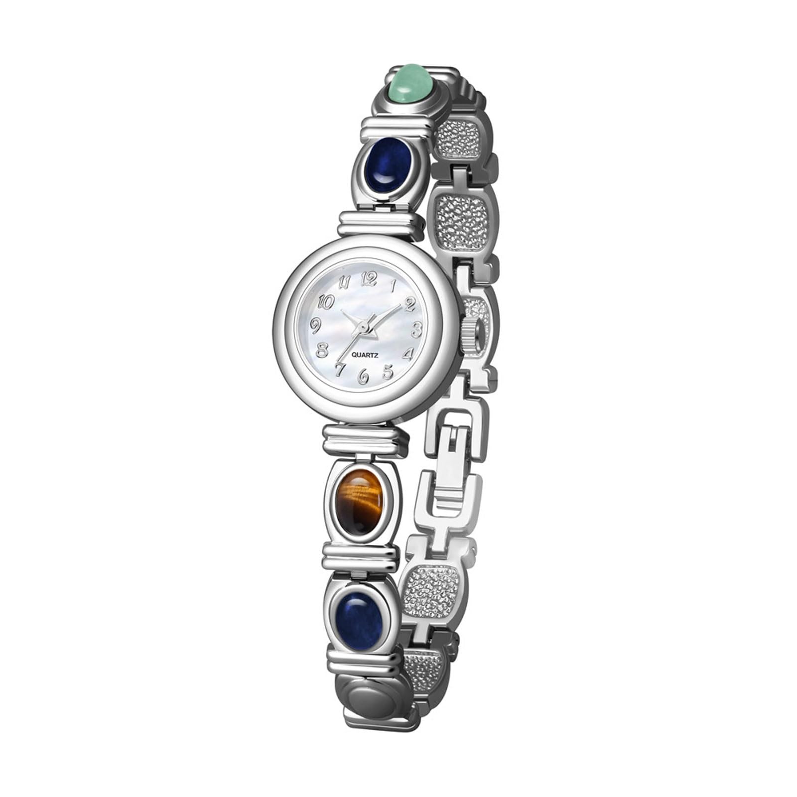 Montre de Luxe Ovale à Quartz avec incrustations de Jade, Bracelet étanche rétro, Peut être utilisée comme Cadeau for Petite Amie et Femme