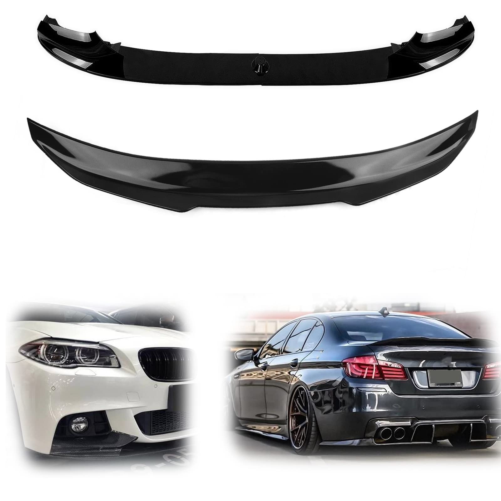 Lame avant F10 M5 et aile de coffre noir brillant pour BMW Série 5 pack M Sport