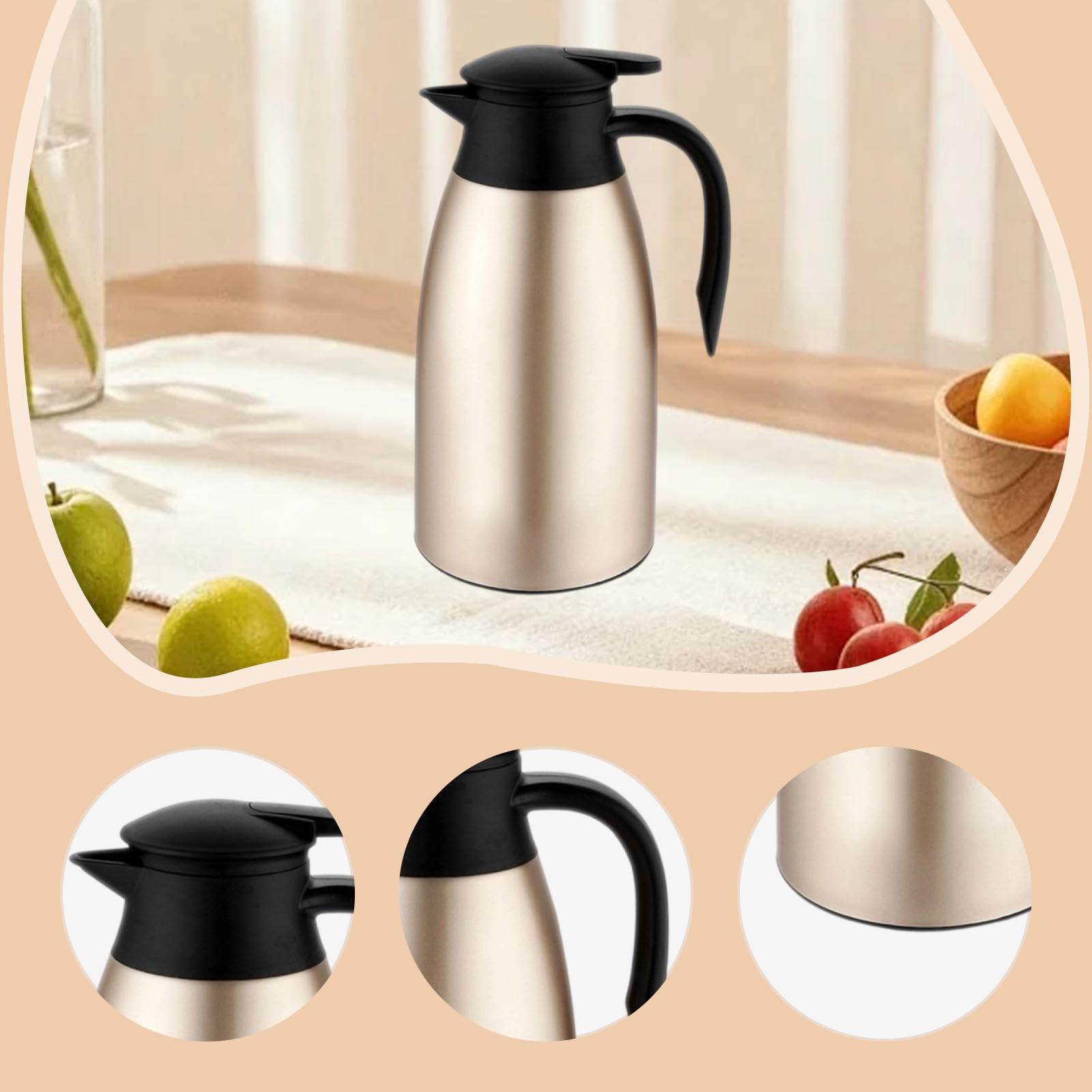 con Beccuccio per caffè, tè E Altre Bevande, Realizzato in Acciaio Inox, Ideale per La Casa O L'Ufficio, Oro