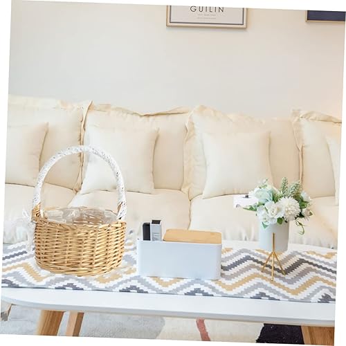 Miniatura 9 de Didiseaon 2 pcs hand woven flower basket wedding candy basket chocolate baskets Rustic Storage Bins white rattan wedding decor Woven Flowerpot