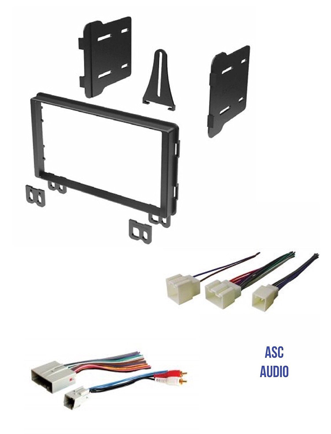 ASC Audio Double Din Car Stereo Radio Install Kit and Wire Harness for