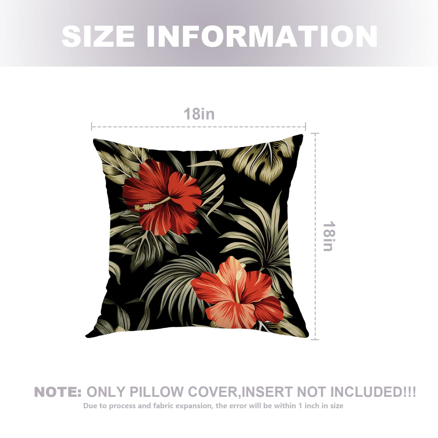 Case BaoNews Tropical Vintage Pillow Covers, Tropical Vintage Red Hibiscus Floral Green Palm Leaves Square 16 X 16 Inches Decorative Throw Pillow Covers Cotton Cushion For Sofa Bedroom Car, Red, Set Of Case BaoNews Tropical Vintage Pillow Covers, Tropical Vintage Red Hibiscus Floral Green Palm Leaves Square 16 X 16 Inches Decorative Throw Pillow Covers Cotton Cushion For Sofa Bedroom Car, Red, Set Of