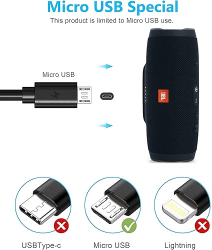 Miniatura 5 de Cable de carga micro USB de repuesto para JBL Clip 3, 2, JBL Flip 4, 3, 2, JBL Charge 3, 2, 2 Plus, cable de carga portátil impermeable para altavoz