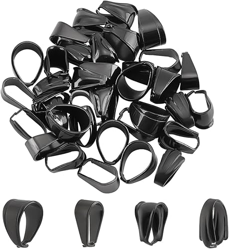 Miniatura 1 de PH PandaHall 40 piezas de 4 estilos a presión, cierres colgantes de acero inoxidable de 9 a 0.433 in con forma de lágrima abierta, clip para colgar