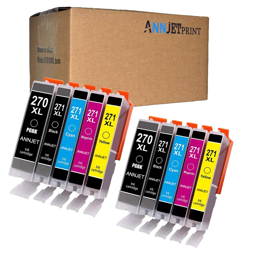 ANNJET Compatible Ink Cartridge Replacement for Canon 270XL 271XL to use with PIXMA MG7720 MG6820 MG5720 TS9020 TS6020 MG6821 MG5722 Printer (2 PGBK, 2 Black, 2 Cyan, 2 Magenta, 2 Yellow, 10 Pack)