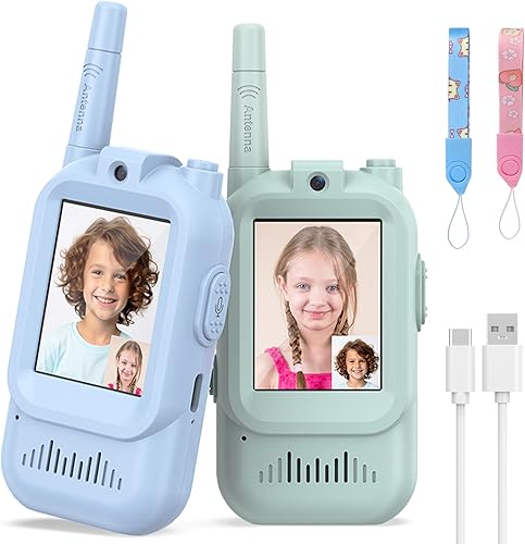 Miniatura 8 de Walkie Talkies para niños, paquete de 2, radios bidireccionales recargables de largo alcance, juguetes para niños y niñas de 3 a 5 años, aventura al