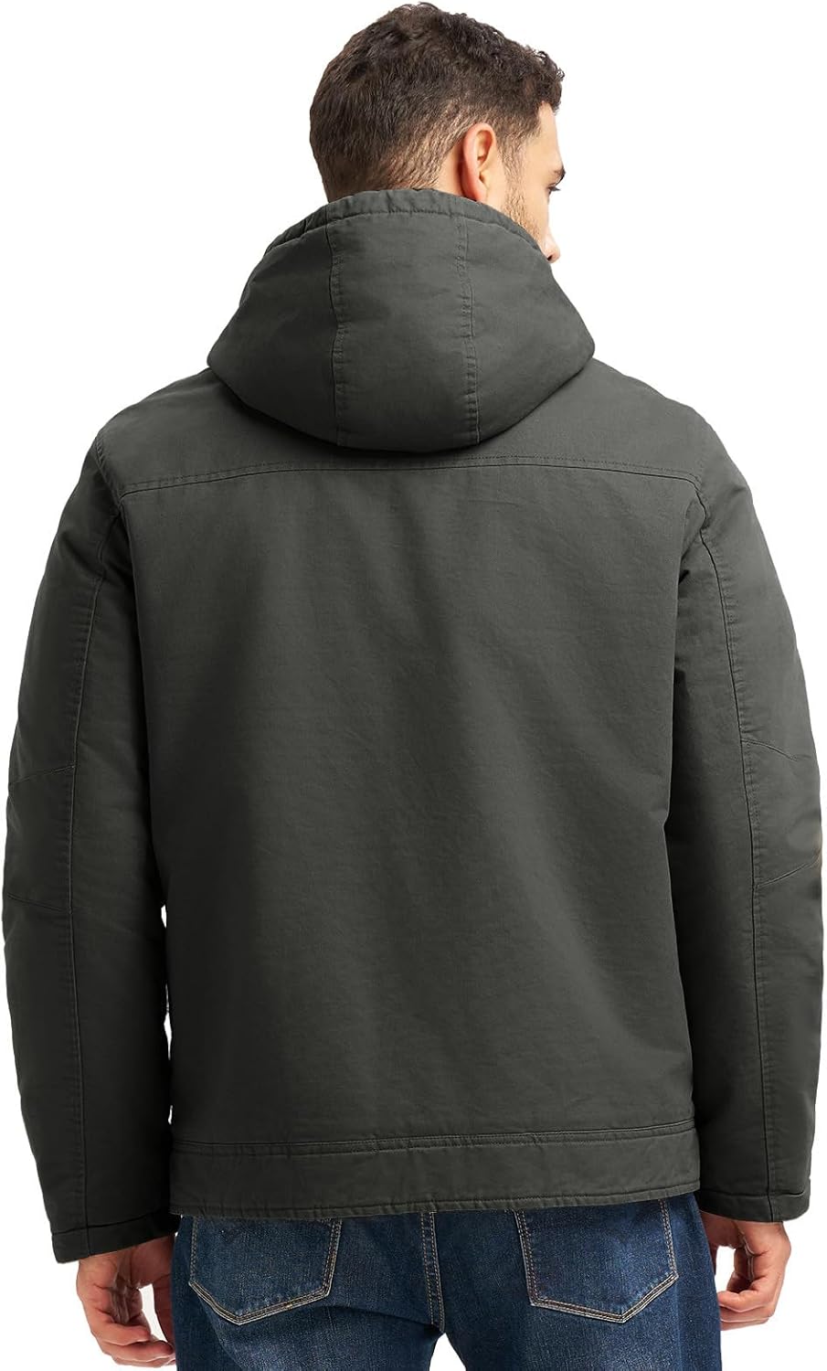 TBMPOY Men's Winter Work Jackets Hooded Quilted Lined Workwear Utility 4 Pockets Cotton warm Active Coats - Image 3