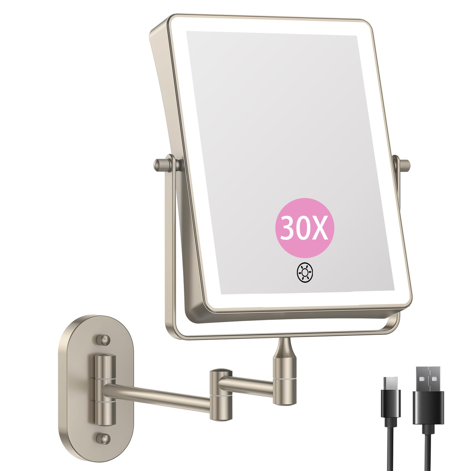 Famihomii 5000mAh Wiederaufladbar Kosmetikspiegel mit LED Beleuchtetung