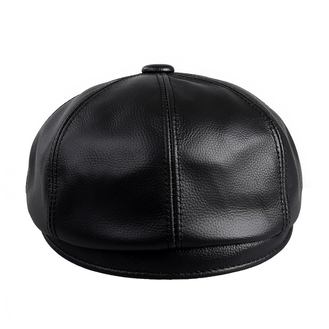 Newsboy - Gorra plana para hombre, 100% piel de vacuno auténtica, gorra de golf