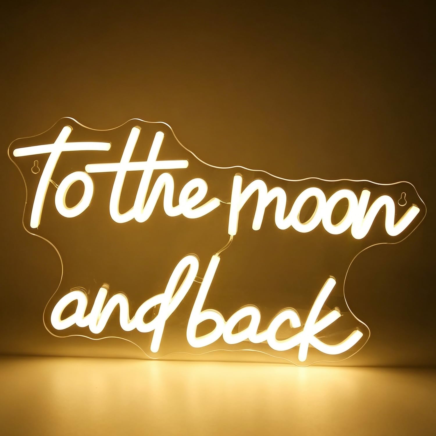 To The Moon and Back Neon Sign Warm White LED Neon Letter Sign Light Up for Wall Decor, Dimmable USB Powered Neon Light for Bedroom Wall Decor Wedding Party Gift 15.74”x9.05”