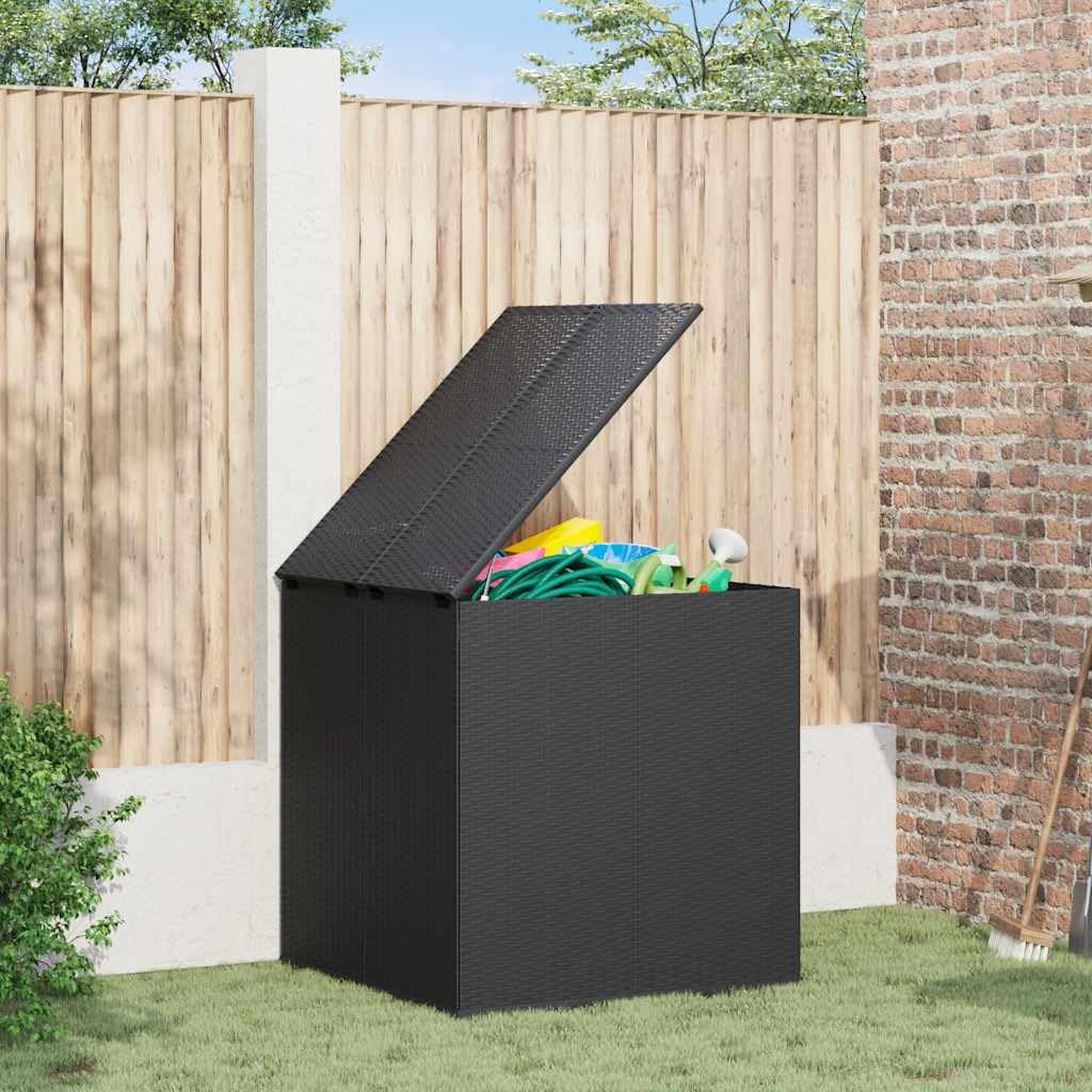 vidaXL Skrzynia na poduszki ogrodowe rattan PE 100x97,5x104 cm, czarna, rattanowy kufer, skrzynia ogrodowa, skrzynia tarasowa, rattanowe kufry