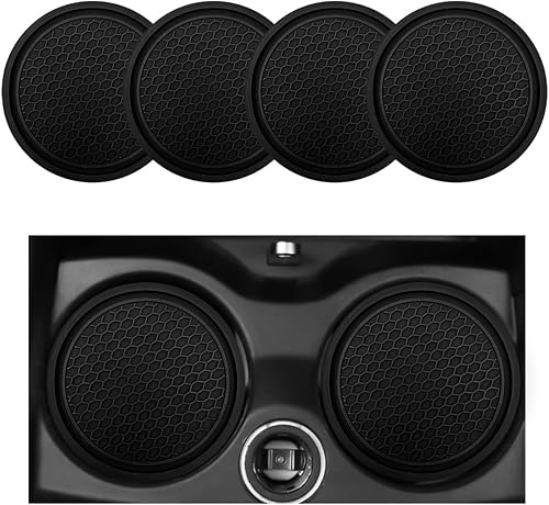 Miniatura 14 de 2PCS Posavasos para Portavasos de Coche - Adornos Incrustados Impermeables de Panal de Abeja, Inserto Antideslizante de PVC de 2.75'' para la Negro