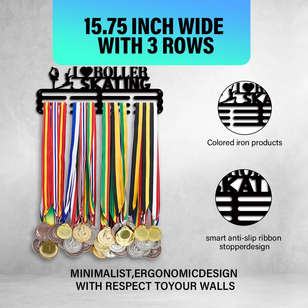 PH PandaHall Soporte para medallas de patinaje sobre ruedas, soporte de cinta deportiva, soporte para medallas, medallas, premios, medallas, soporte de pared, gancho escalonado para medallas para más