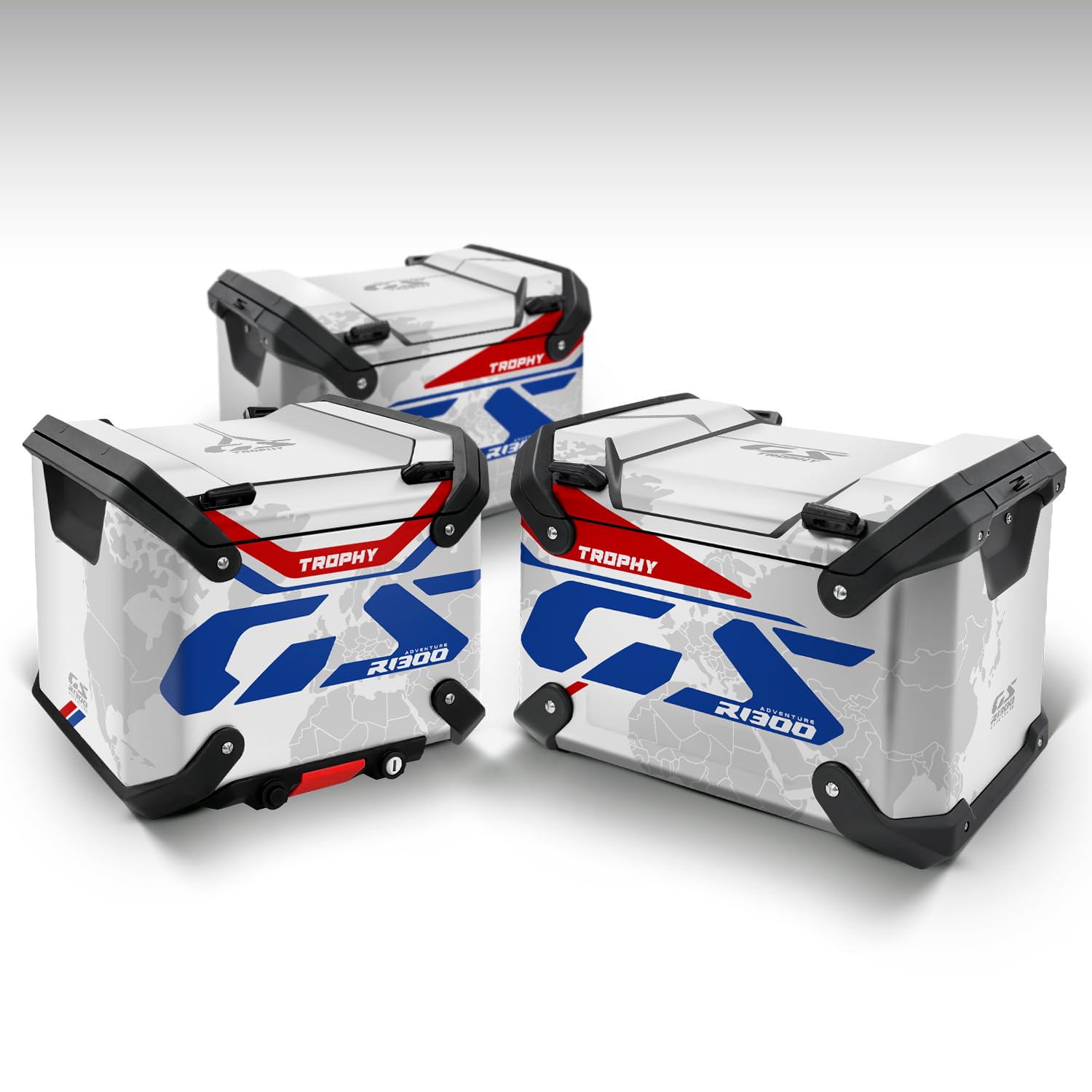 Az Graphishop Adesivi Valige Kit Completo Compatibile con BMW R 1300 GS Adventure ALU 3th Modello (PACK-VA3-FM-001 Trophy)