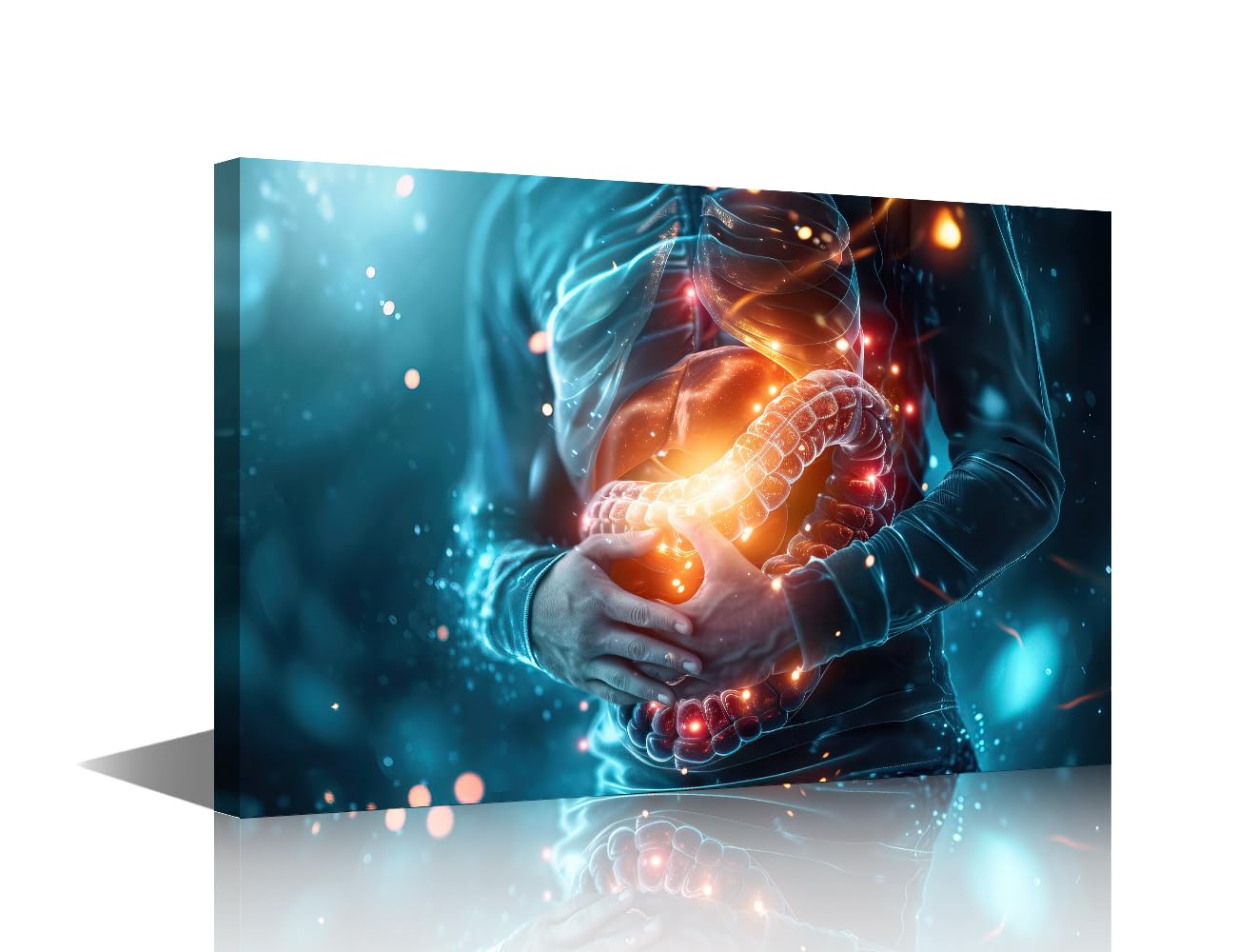Stomach Pain Wall Art Painting Person Clutching Abdomen Picture Print On Canvas Digestive Discomfort or Stomachache Poster for Hospital Wall Decoration Easy To Hang 12" Wx 18" H โ image 1