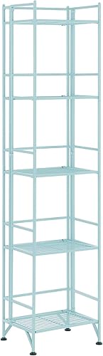 Convenience Concepts Xtra Storage Shelves - 5-Tier Folding Metal Shelving, Modern Shelves for Storage and Display in Living Room, Bathroom, Office,
