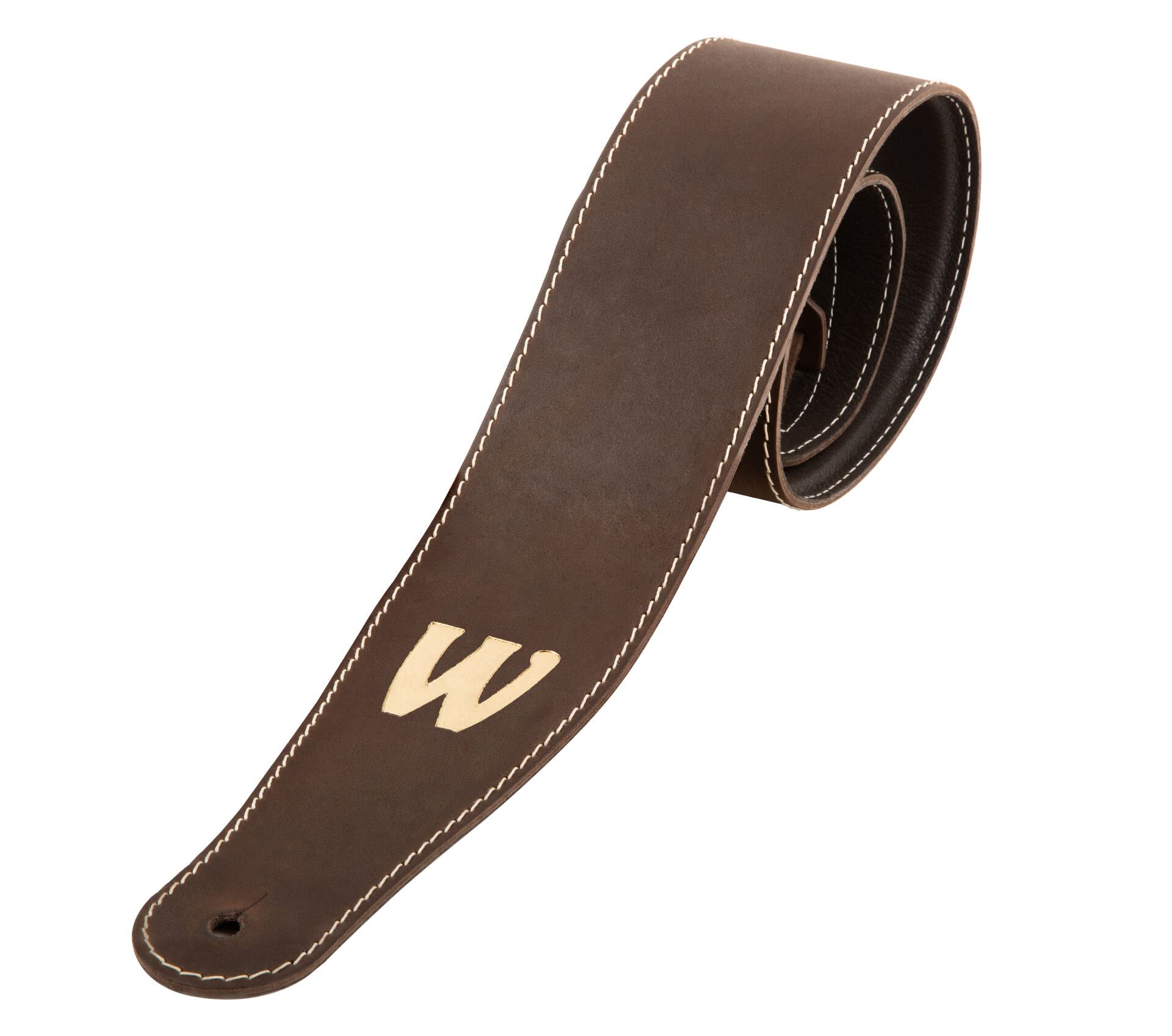 Warwick Teambuilt Sangle en cuir véritable pour basse Marron/doré