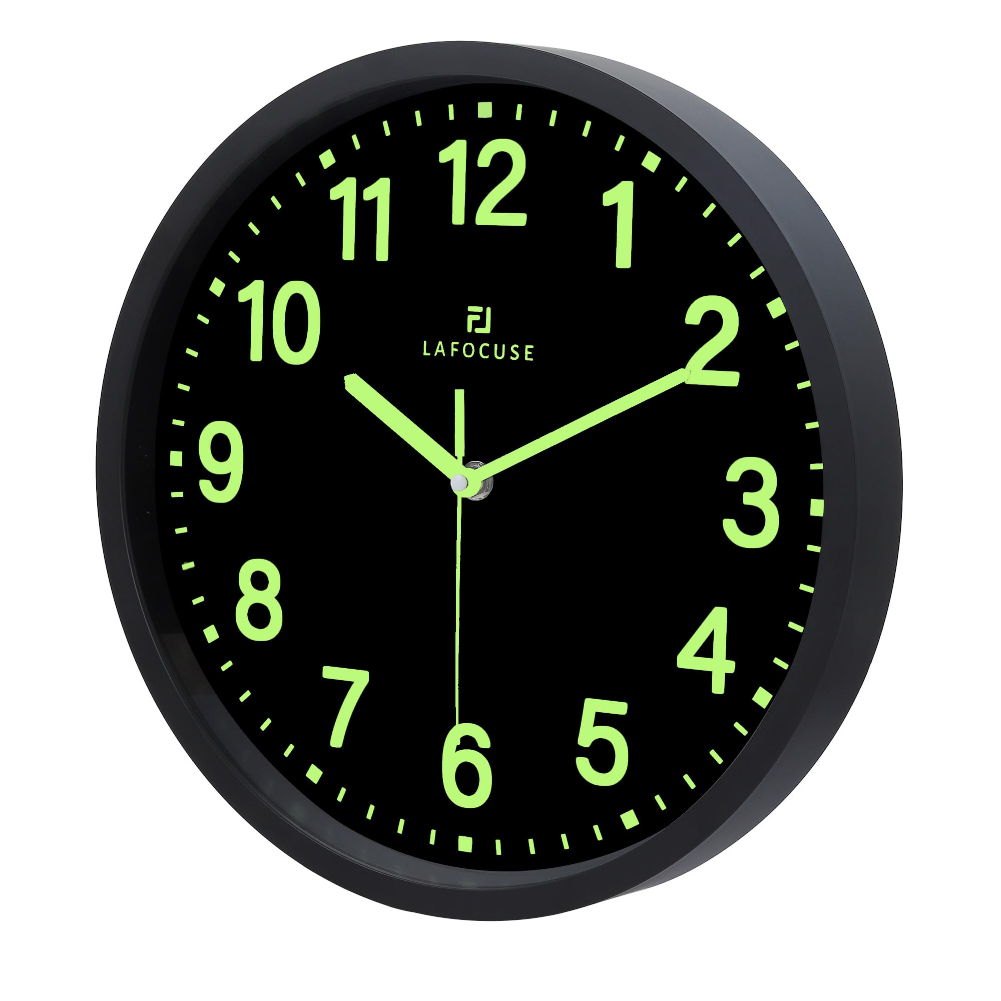 Lafocuse 30cm Orologio da Parete Luminoso Silenzioso senza Ticchettio, Orologio da Muro Fluorescente Moderno Decorativo per Soggiorno Camera da Letto Cucina Ufficio, Nero
