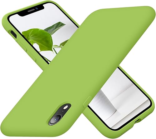Cordking Funda para iPhone XR, funda de silicona ultra delgada a prueba de golpes con forro de microfibra suave antiarañazos, 6.1 pulgadas, verde