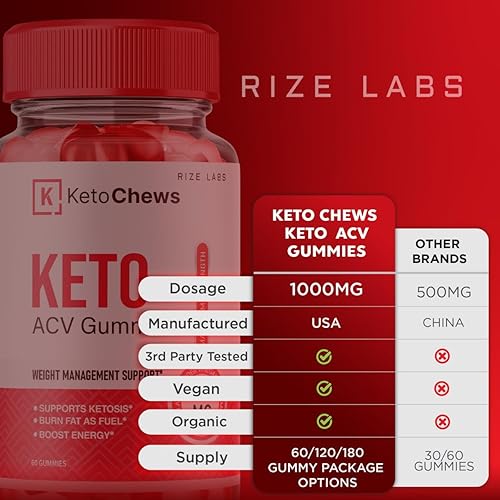 Miniatura 15 de rize labs - Gomitas Keto Chews ACV para bajar de peso 525 mg - Dieta de grasa del vientre - Fórmula avanzada (120 gomitas)