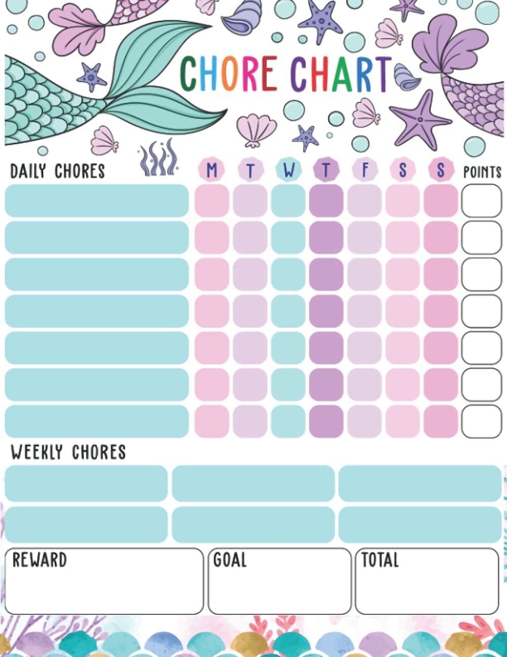 Buy Chore Chart: Mermaid Kids Good Behavior Chart for Kids at Home ...