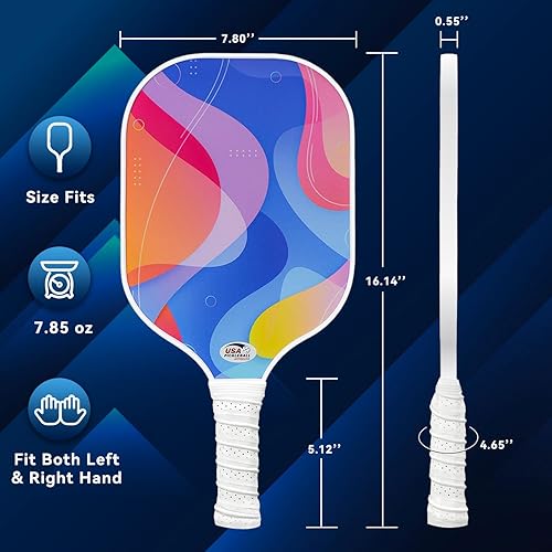 Miniatura 3 de Juego de 2 Palas de Pickleball con 4 Pelotas - Superficie de Fibra de Vidrio Aprobada por USAPA, Ligero, Agarre Antideslizante - Juego de Palas