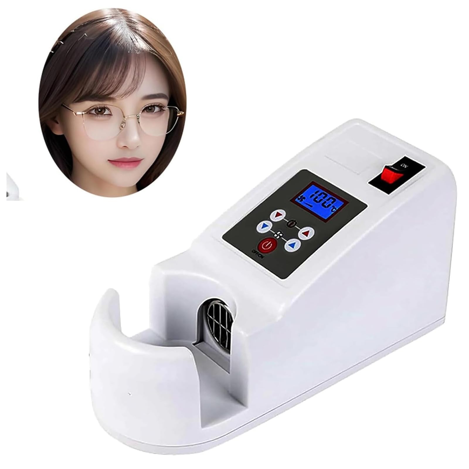 SICWEDIM Eyeglasses Frame Heater, Optical Glasses Frame Heater Warmer, 6 Gear Wind Speed/80-160 °C Adjustable/Memory Display Function, for Glasses Shop