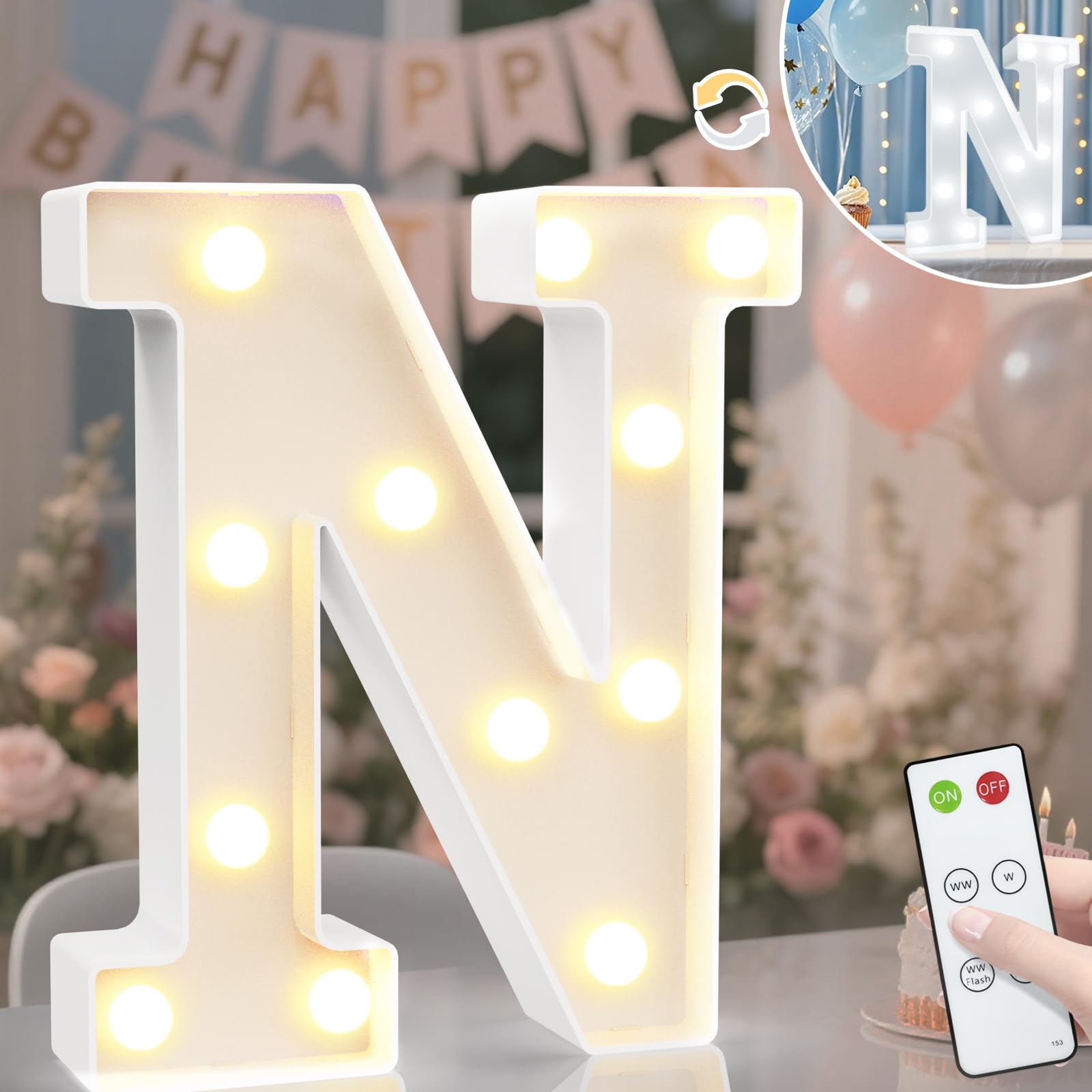 8.8" Decorative LED Light Up Numbers, Marquee Numbers Lights for 7th Birthday Decorations, Lighted Number Sign for Birthday Party Night Lights Wedding Anniversary Home Wall Decor, White Number 7 — view 68