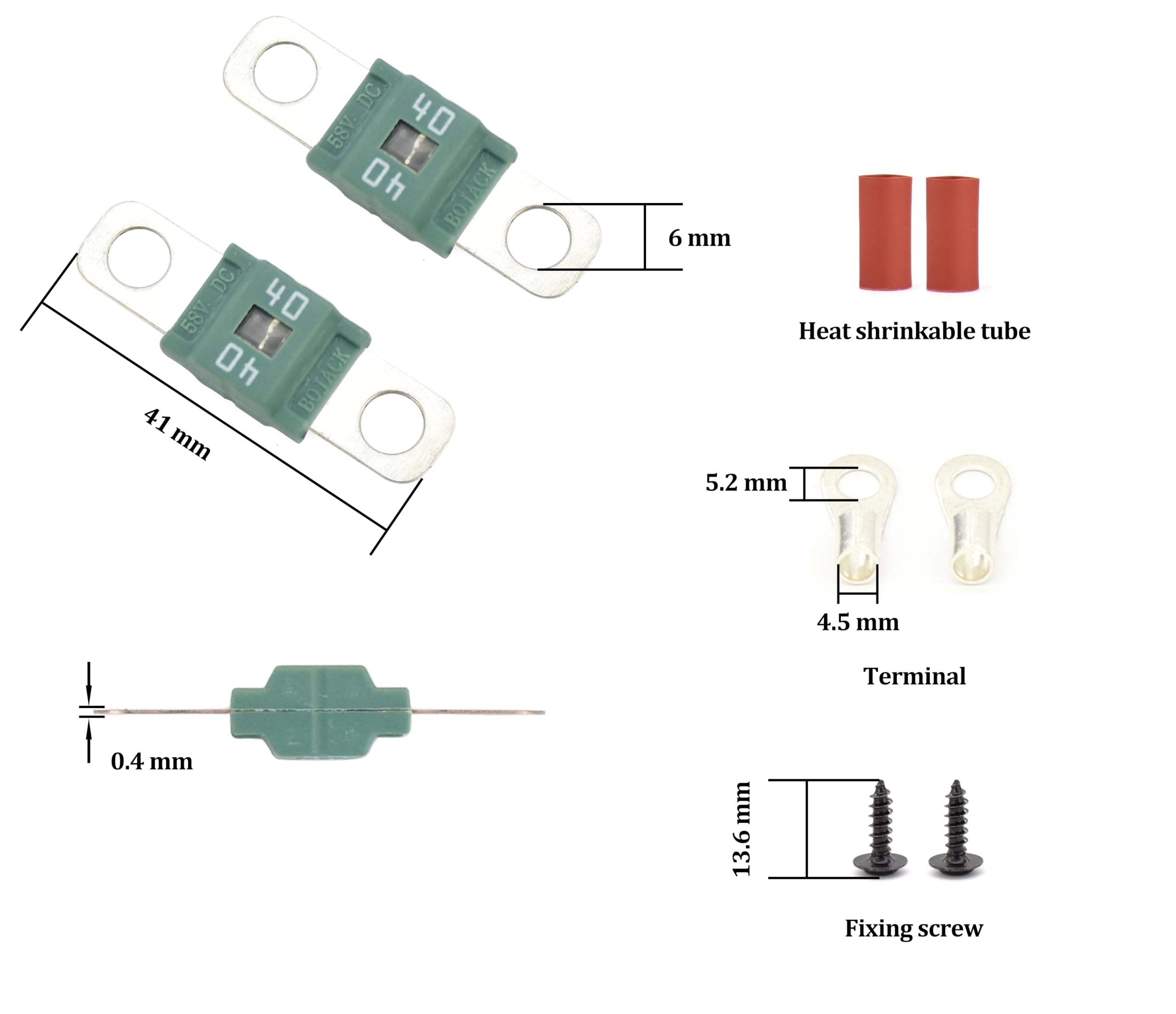 Fit4Less Midi ANS-H Bolt down Fuse Hoder with 2X 40A spare fuses, terminals, shrinking tubes - Image 4