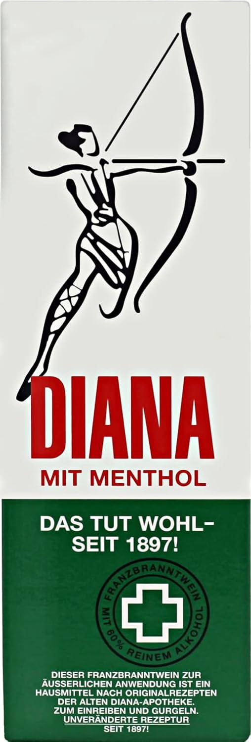 Diana Rubbing Liquid with Menthol in a Glass Bottle 100ml (3.38 Oz) - for rubbing in & Massaging/Austria