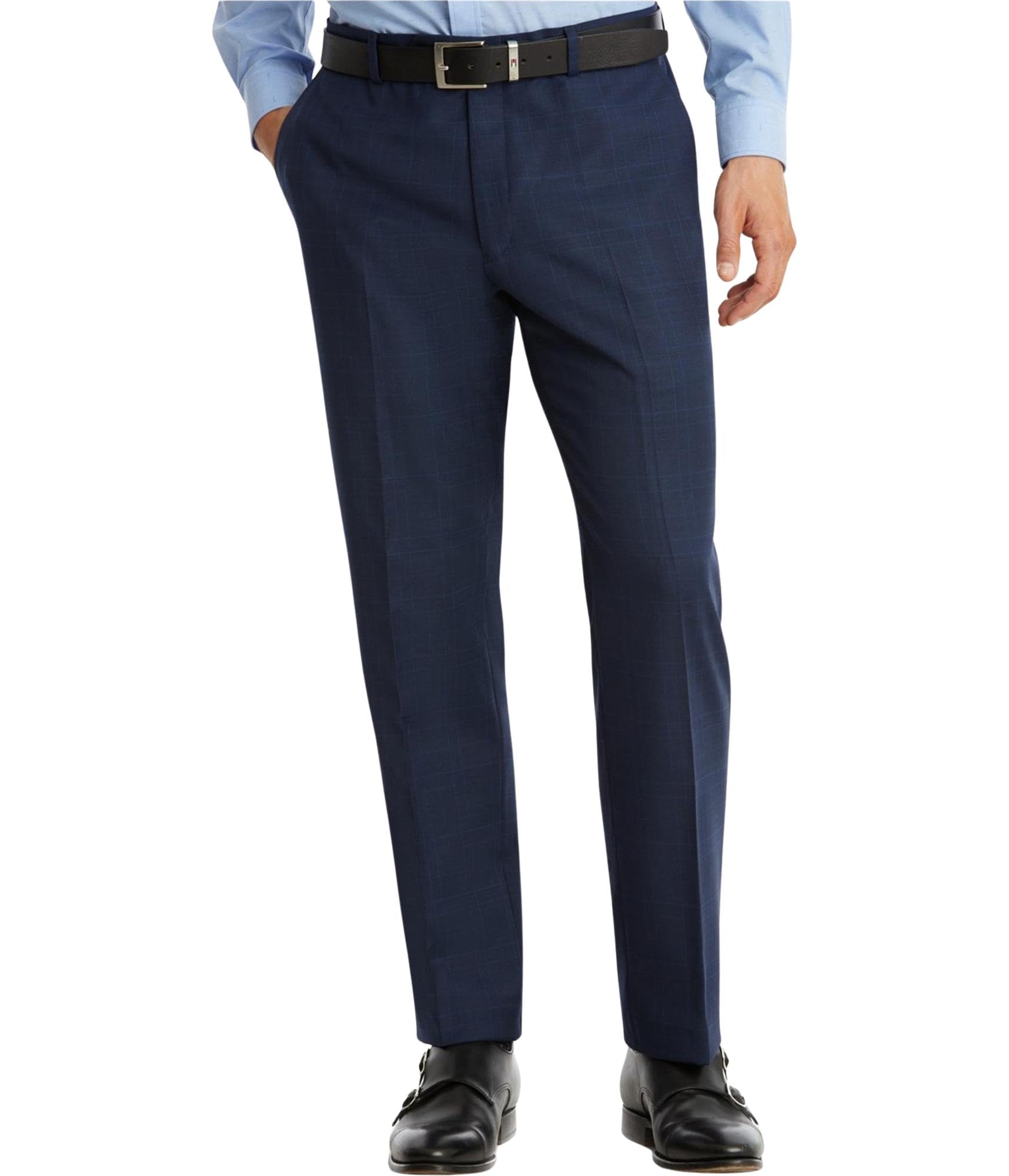 Mens Plaid Stretch Dress Pants Slacks