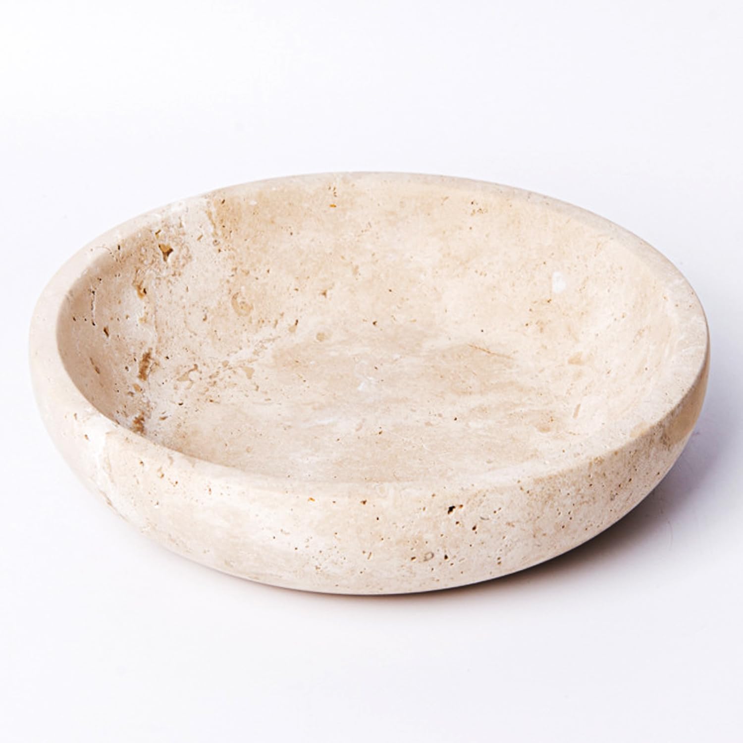 YeasHome Beige Travertine Decorative Bowl, 7.8
