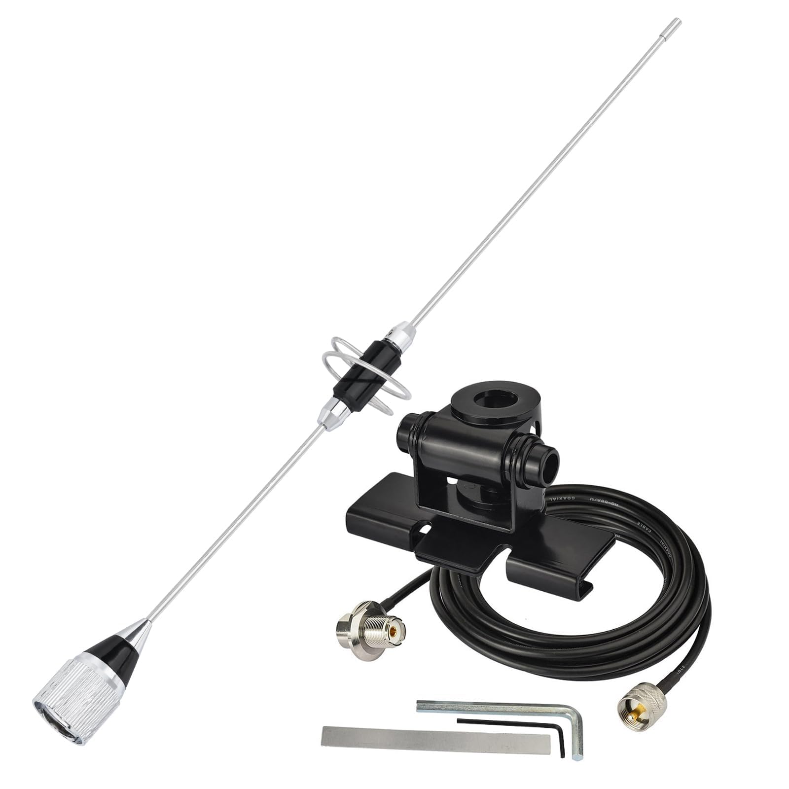 Bingfu ​​Antenna VHF UHF Veicolare Auto Radio Mobile Doppia Banda 144/430 MHz, 39 cm, Supporto a Staffa, Connettore PL259 e Cavo 5 m per Ricetrasmittente e Dispositivo di Comunicazione Amatoriale