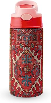 Antique Oriental Turkish Persian Carpet Stainless Steel Environmentally Friendly Material Spring Lid Water Cup Pink-Antique Oriental Turkish Persian Carpet