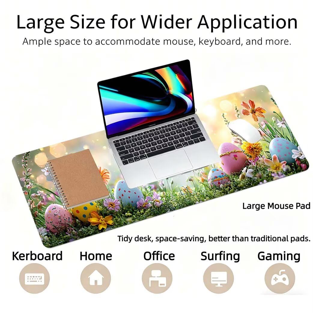 Lpfieonn Böhmen Großes Schreibtischunterlage, XXL Schreibtischunterlagen, Grün XXL Wasserdicht Gaming Mousepad mit Vernähter Rand und Rutschfeste Gummibasis, für Laptop/Hause/Büro 120x60cm PF-3639