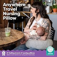 Vista 2 de Boppy Anywhere - Almohada de lactancia de viaje, compacta, ergonómica y almohada de lactancia materna con cierre de presión y bucle para colgar