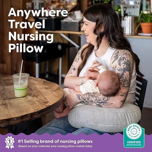 Miniatura 2 de Boppy Anywhere - Almohada de lactancia de viaje, compacta, ergonómica y almohada de lactancia materna con cierre de presión y bucle para colgar y