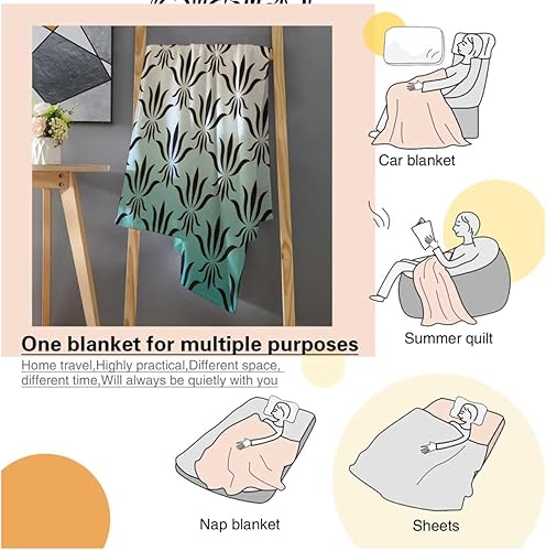 Miniatura 4 de WHYATT Manta cómoda color blanco cian degradado abstracto líneas geométricas Cobijas para El Frio decoración de fiesta 40 x 50 pulgadas