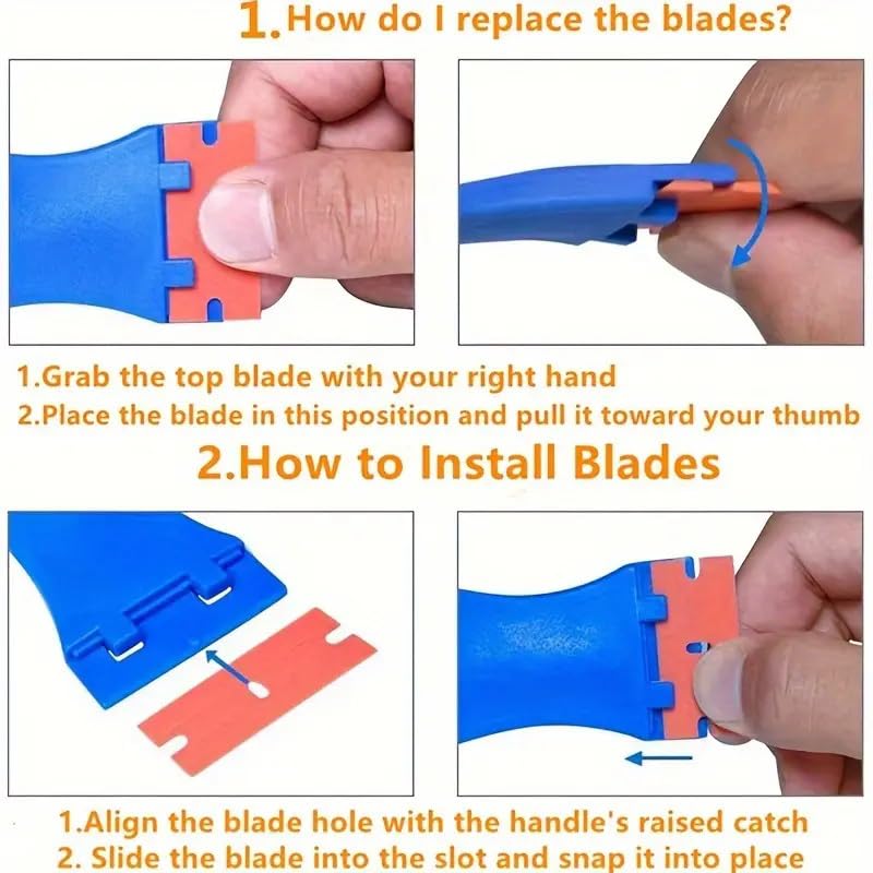 6pcs Label Removal Tool Set with 1 Razor Blade Scraper and 5 Blades, Plastic Scraper Tool for Adhesive Remover, Removing Labels Stickers Decals Taping on Glass Windows