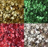 Sequin Christmas Pack ~ 5mm Cup Facet Loose Sequins : Red Green Silver Gold ~ Xmas ~ for Embroidery,