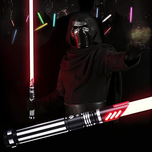 SYINGEL Sable de luz de duelo para adultos oscilación suave sable de luz real RGB de 10 sonidos fuente de volumen fuerza ajustable sables de luz FX