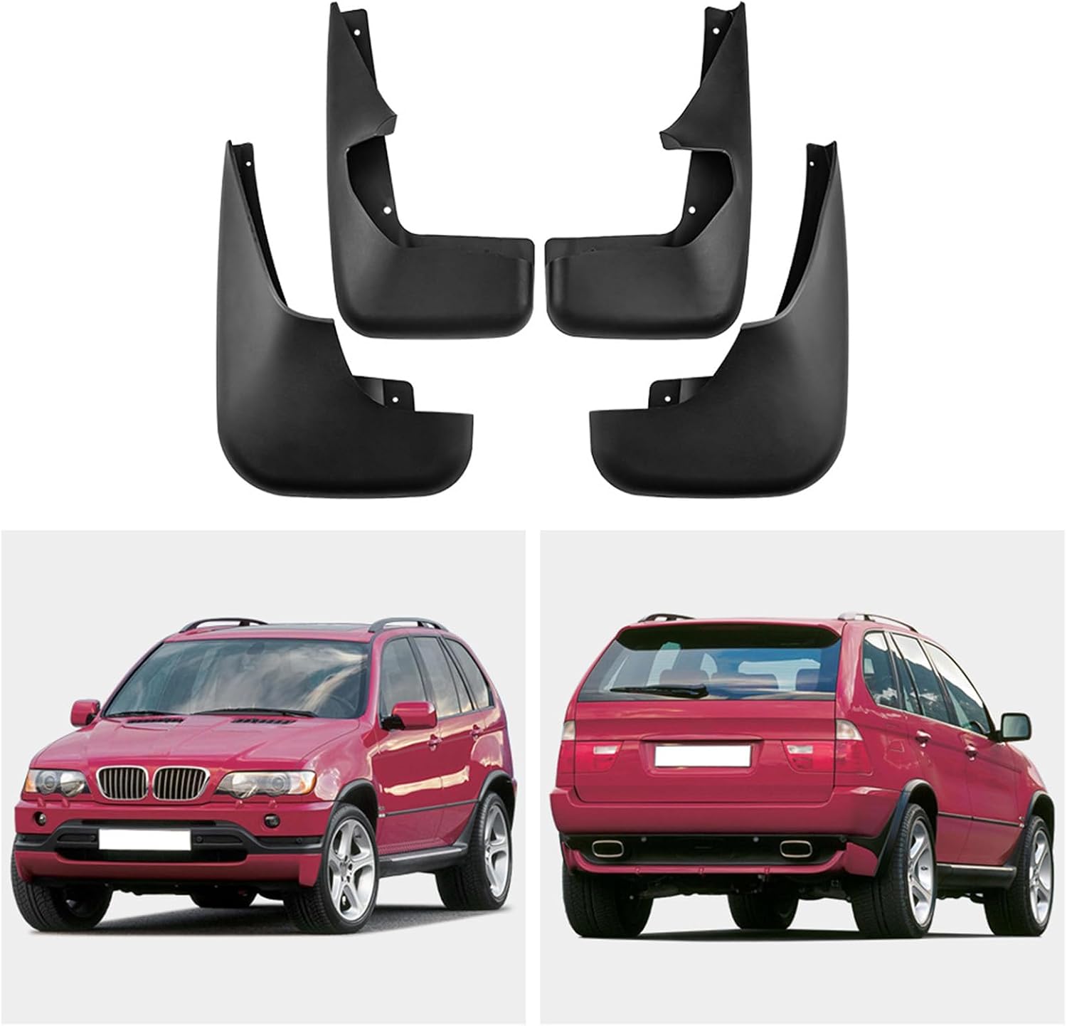 Car Mudguard Mud Flaps for X5 E53 with Pedal 2002-2007 Molded Custom Front and Rear Mudflaps Splash Guards Flares Kit 4-PC Auto Accessories,Send 1 Car Wash Towel
