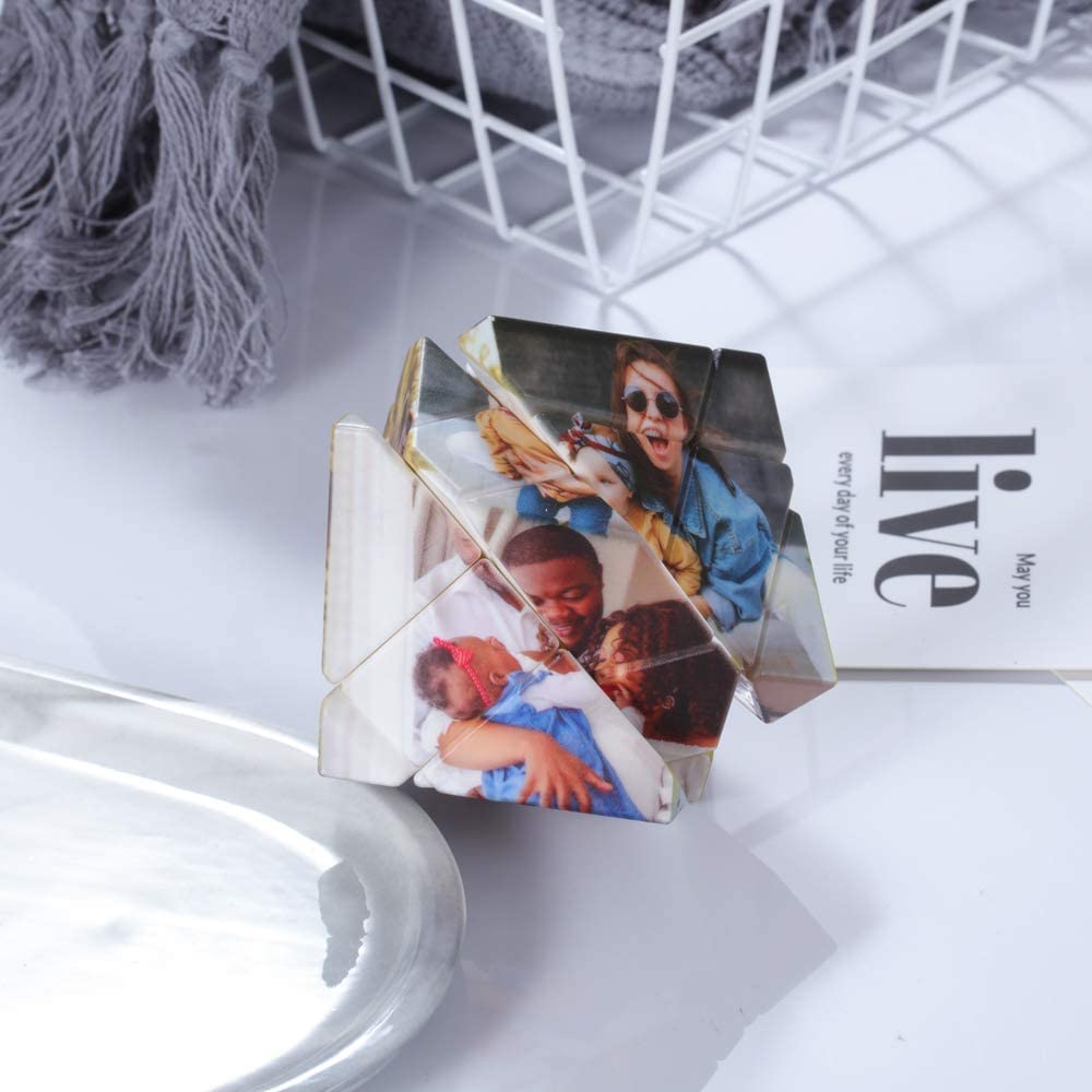 Ramka na zdjęcia, kostka Rubika, niestandardowy obraz, kostka Rubika, blok do zdjęć, spersonalizowane puzzle 3D, obrotowa kostka rubika, prezent dla miłośników przyjaciół, na ślub, dekoracja domu, 7 kwadratów