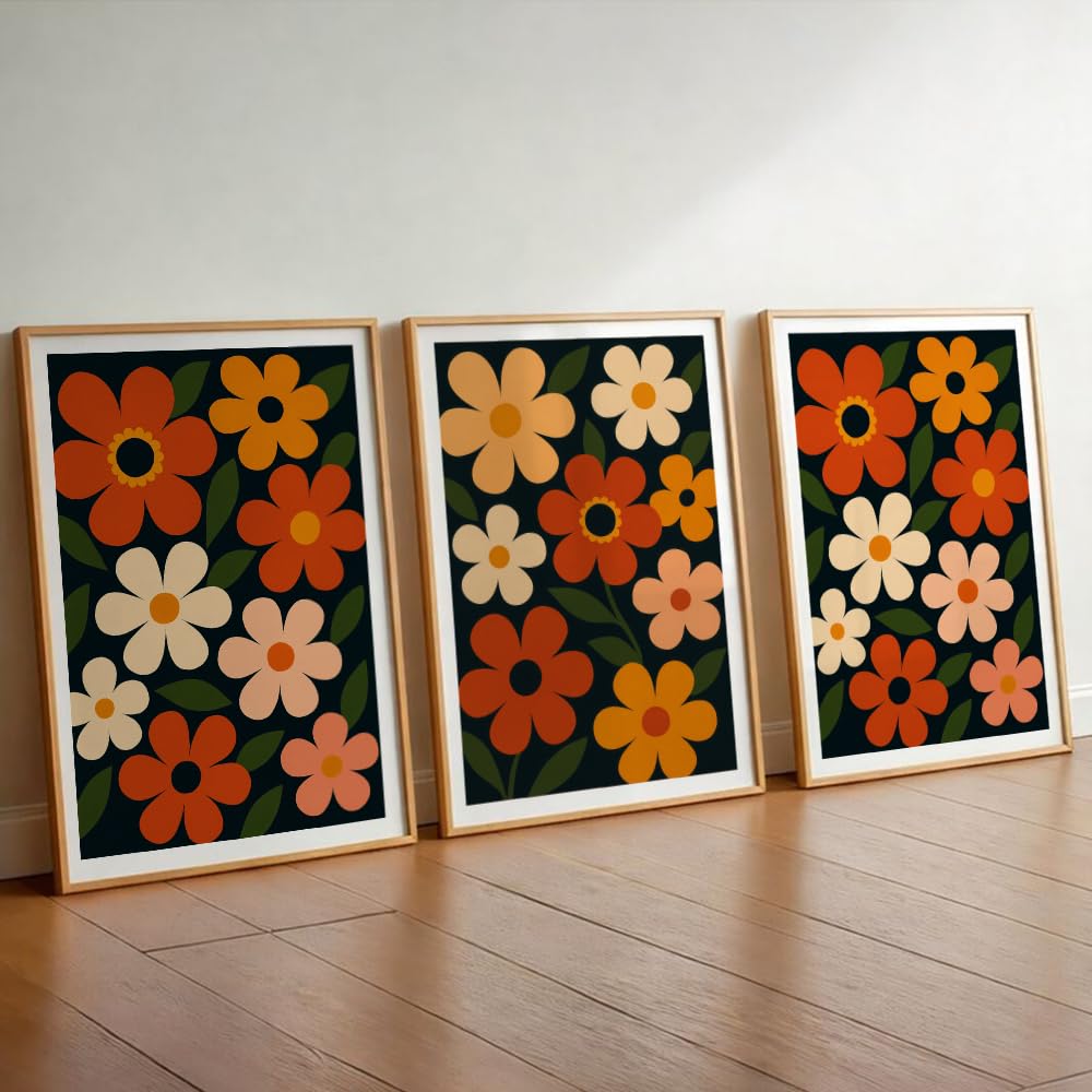 Karaaly Set of 3 Flower Wall Painting for Bedroom & Painting -14