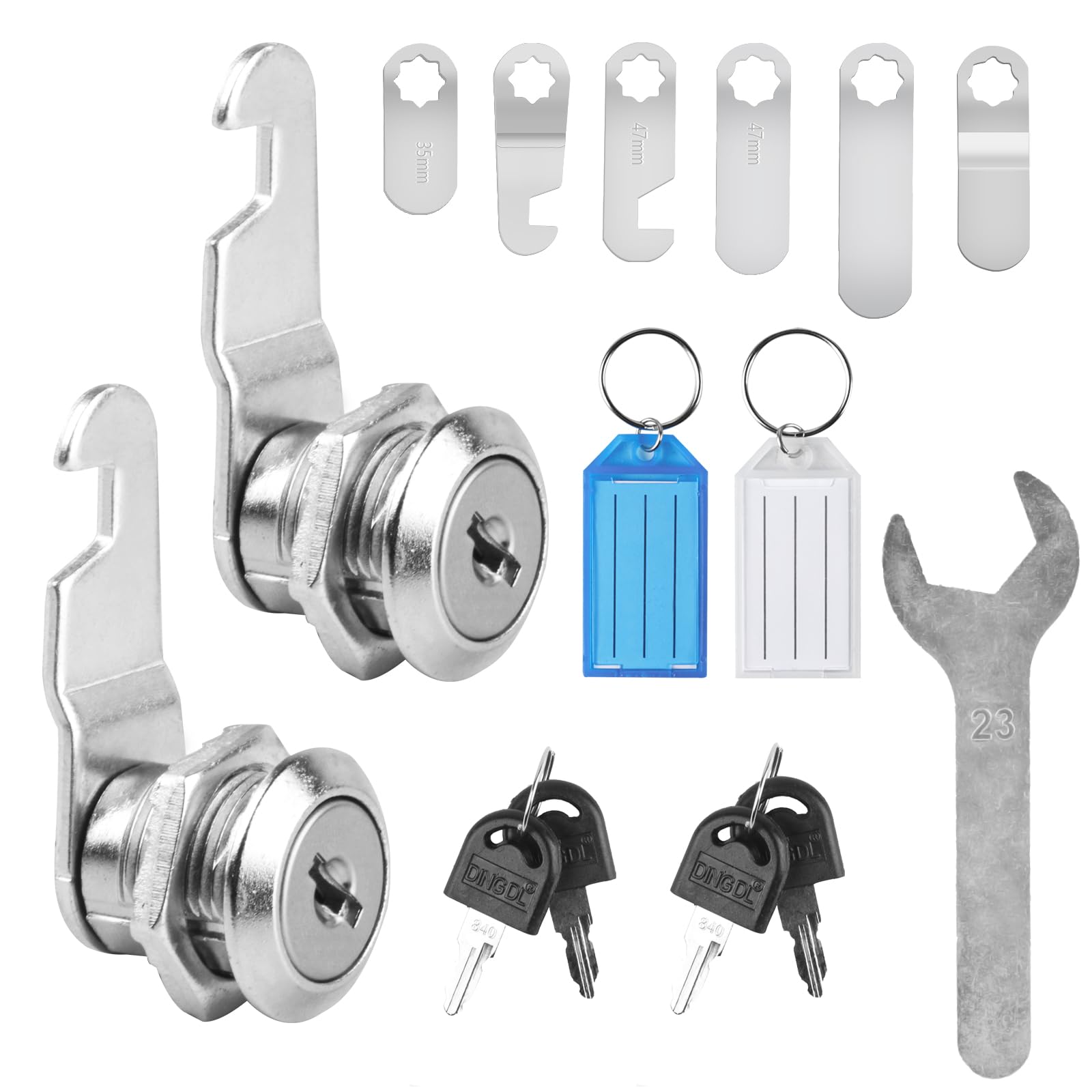 Cerradura de buzón de 16 mm con llave, 2 cerraduras para buzón, con 6 placas de cerradura diferentes, cerradura para buzón, cerradura de muebles, cerradura para puertas de armarios y muebles