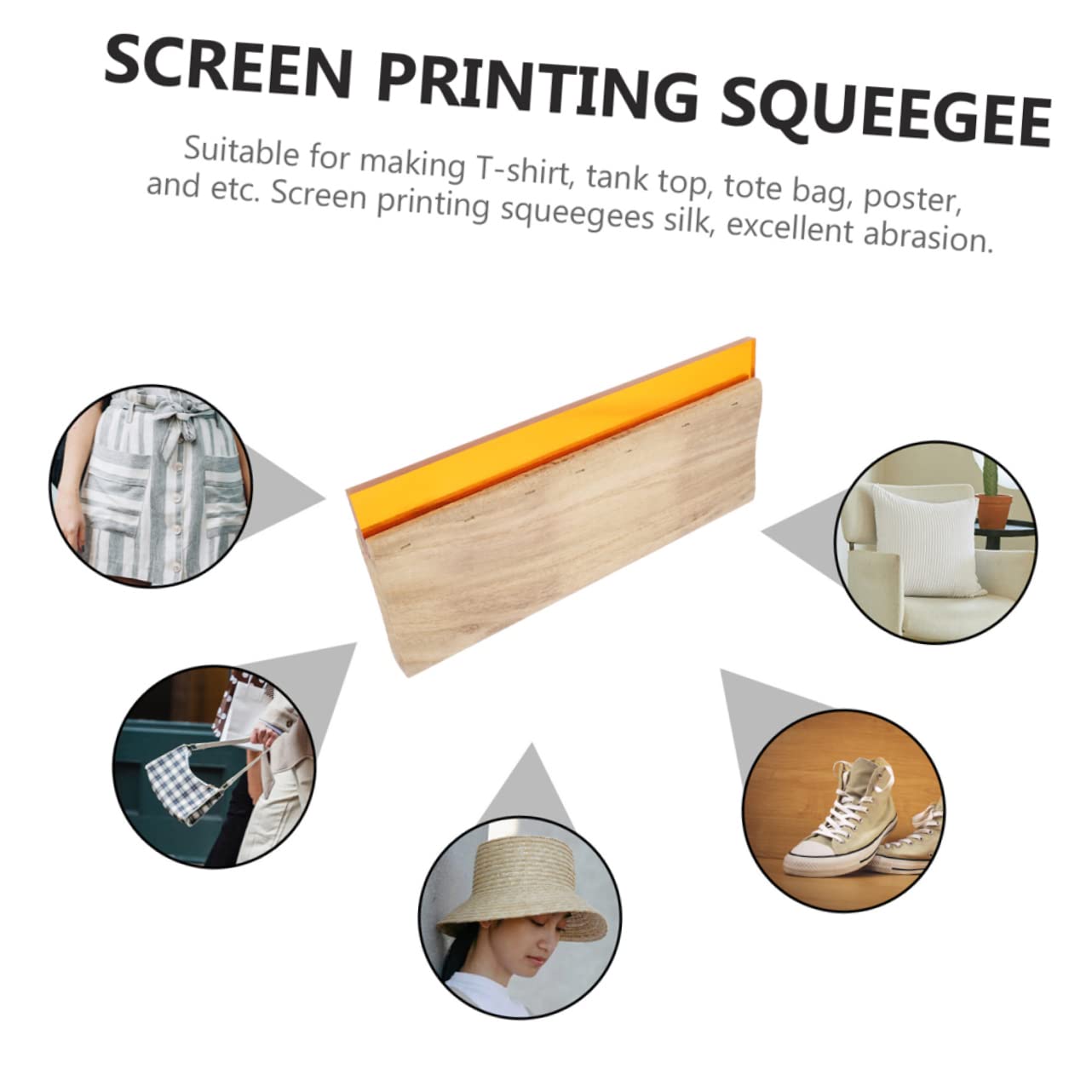 DIYEAH Set Serigrafia Raschietto Legno Gomma per Stampa Manuale | Bordi Arrotondati, Uso Grafico e Tessuto, Compatto e Pratico per Applicazioni Inchiostro